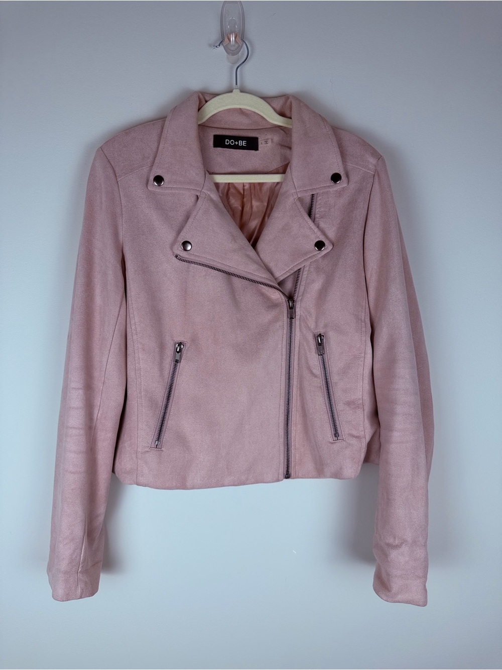 DO+BE Dusty Rose Moto-Style Faux Suede Jacket Large
